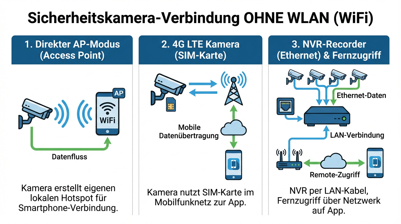 Überwachungskamera ohne WLAN - Alle Verbindungstechnologien