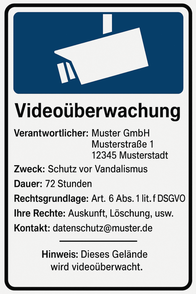 Überwachungskamera Hinweisschild
