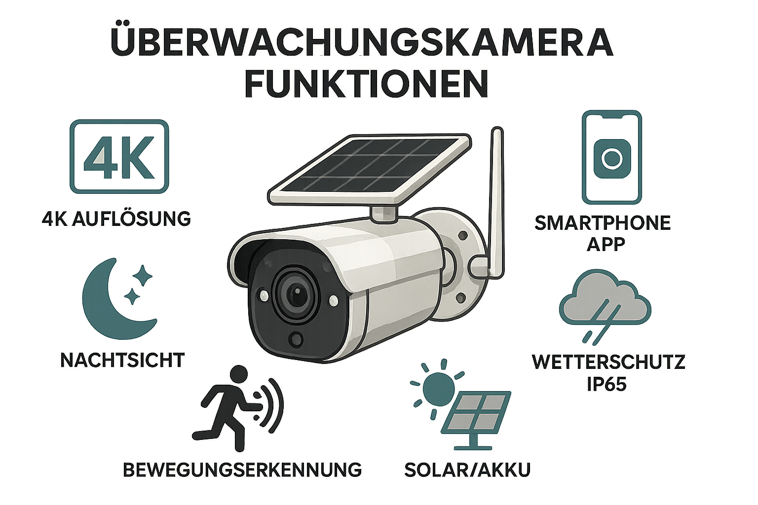 Überwachungskamera Funktionen Infografik