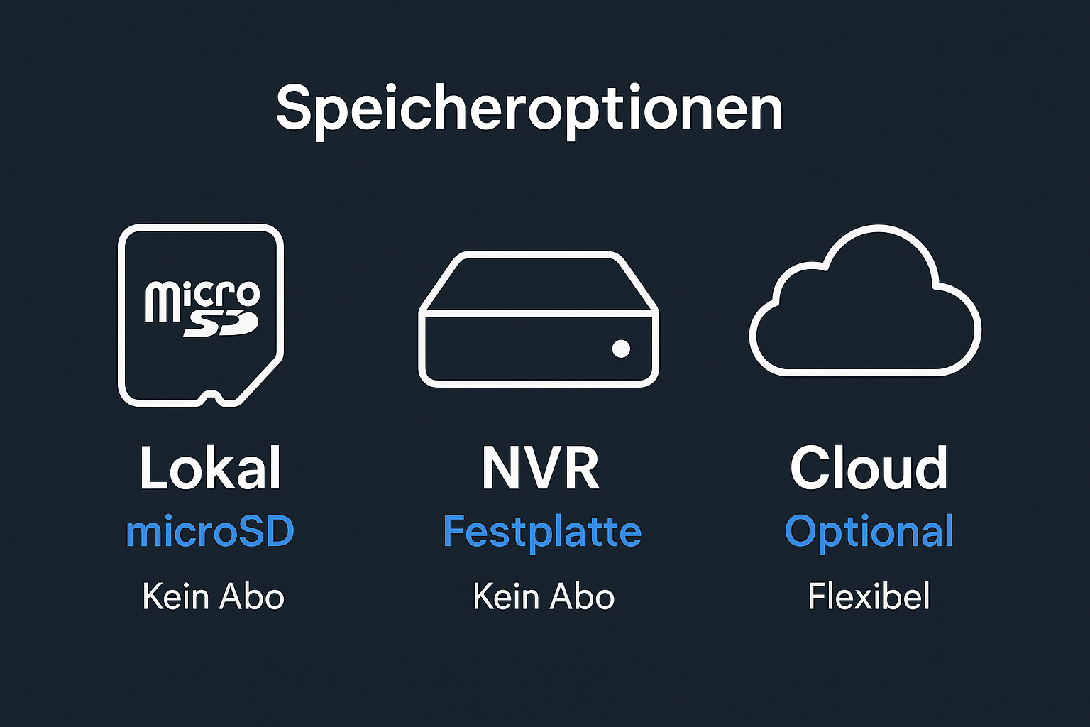 Innenkamera Speicheroptionen Lokal NVR Cloud