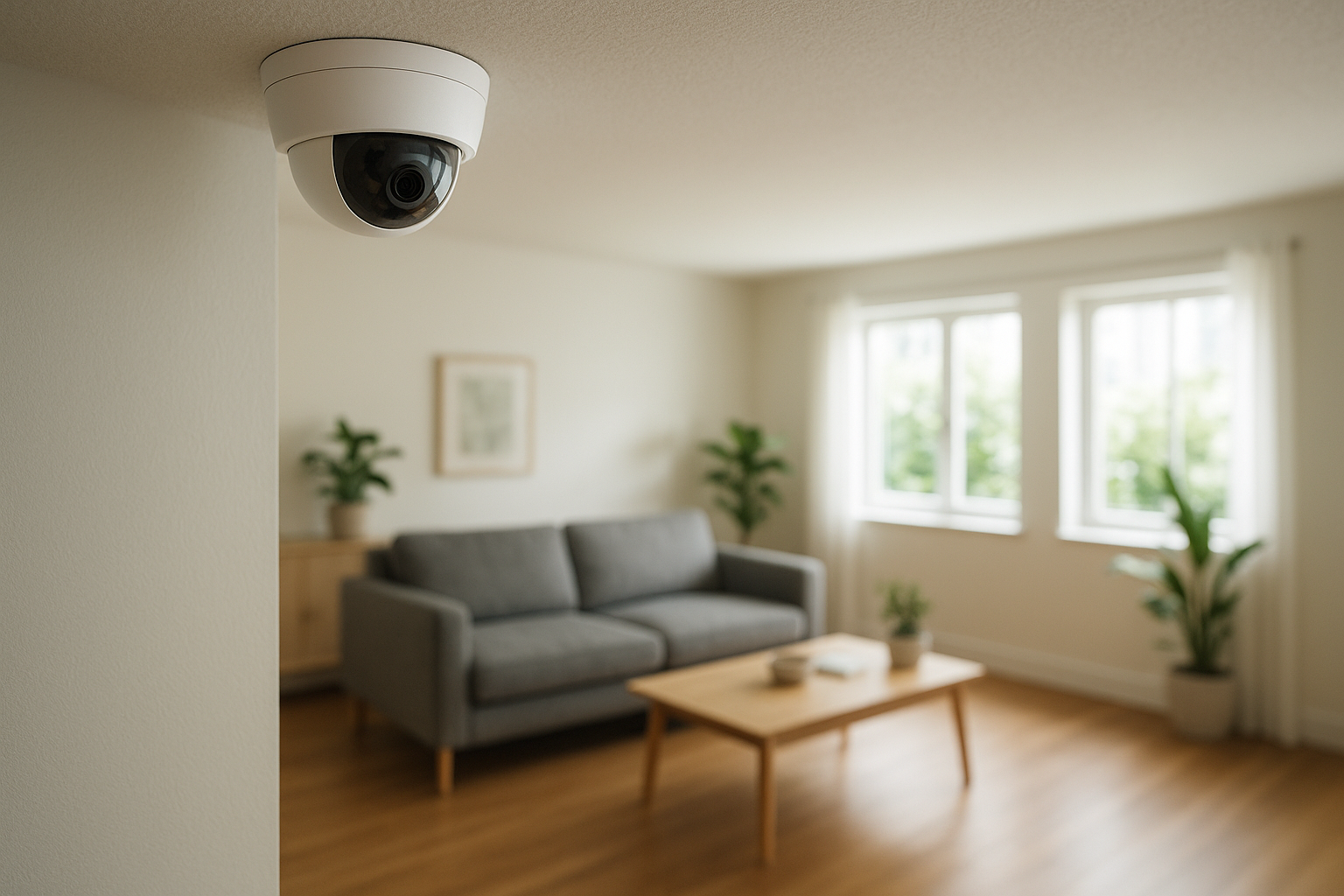 Überwachungskamera Innen im Wohnzimmer montiert