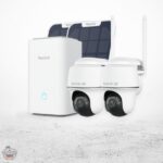 Alt-Text: Reolink Überwachungskamera-Set mit Solar-Panels und kabellosen Kameras für Sicherheit und Energieeffizienz.