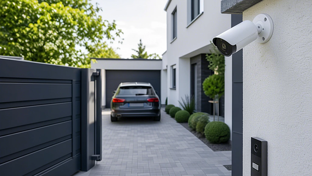 4K Überwachungskamera überwacht Einfahrt mit gestochen scharfen Details